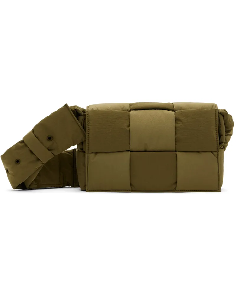 Bottega Veneta Khaki Small Tech Cassette Messenger Bag 2877-mud-silver
