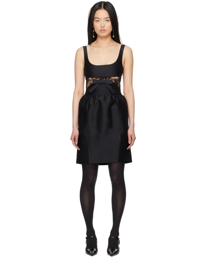 SHUSHU/TONG Black Lace Splicing Minidress Ba100