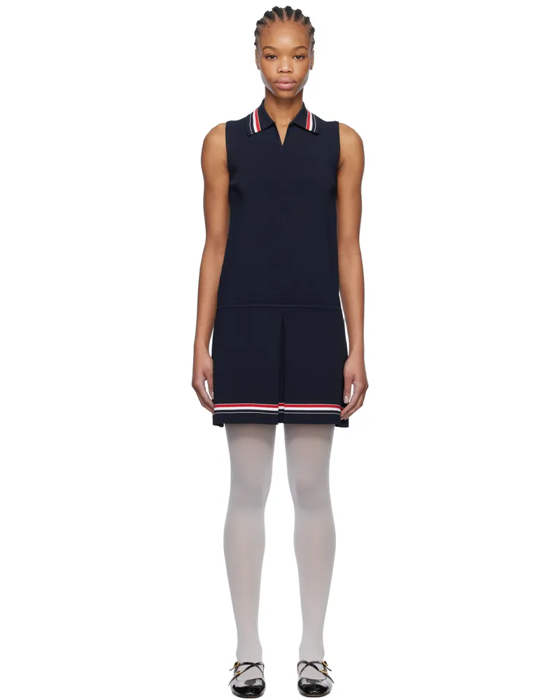 Thom Browne Navy Full Needle Tennis Polo Minidress 415