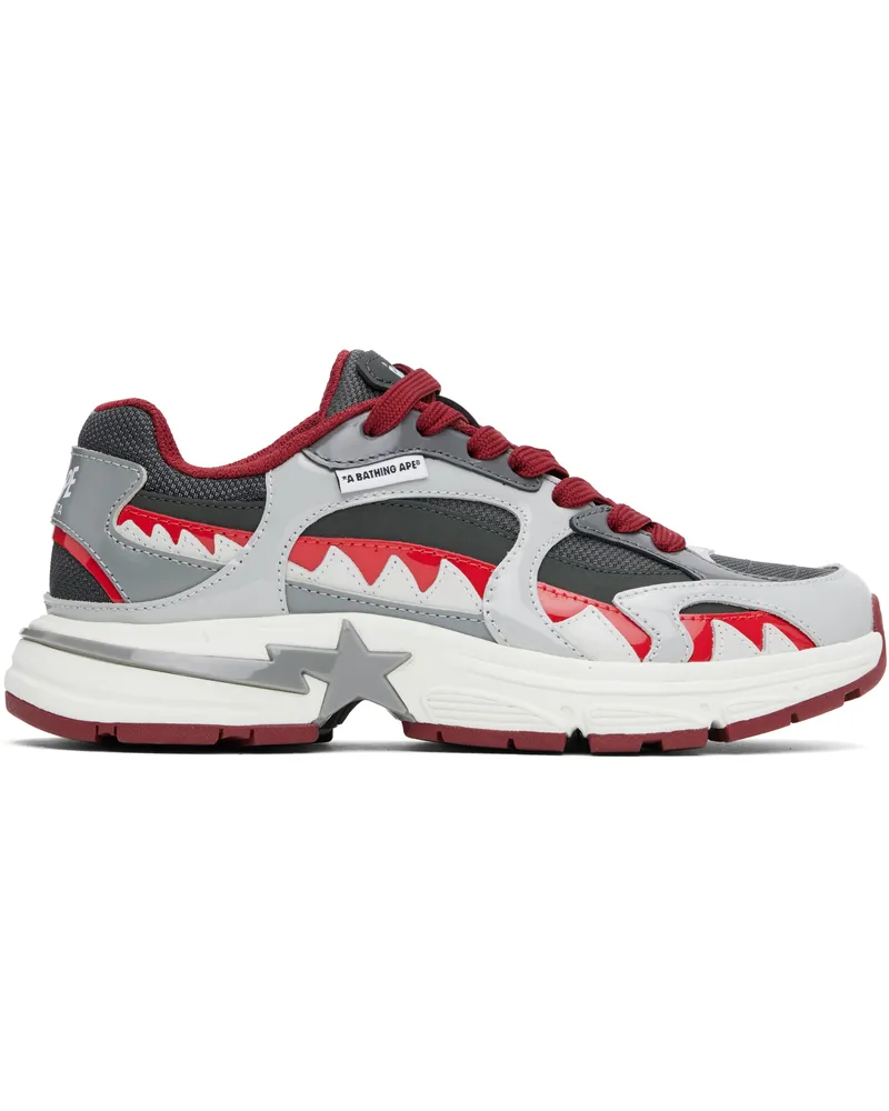BAPE Gray & Red 'BAPE' Shark STA #3 Sneakers Gray