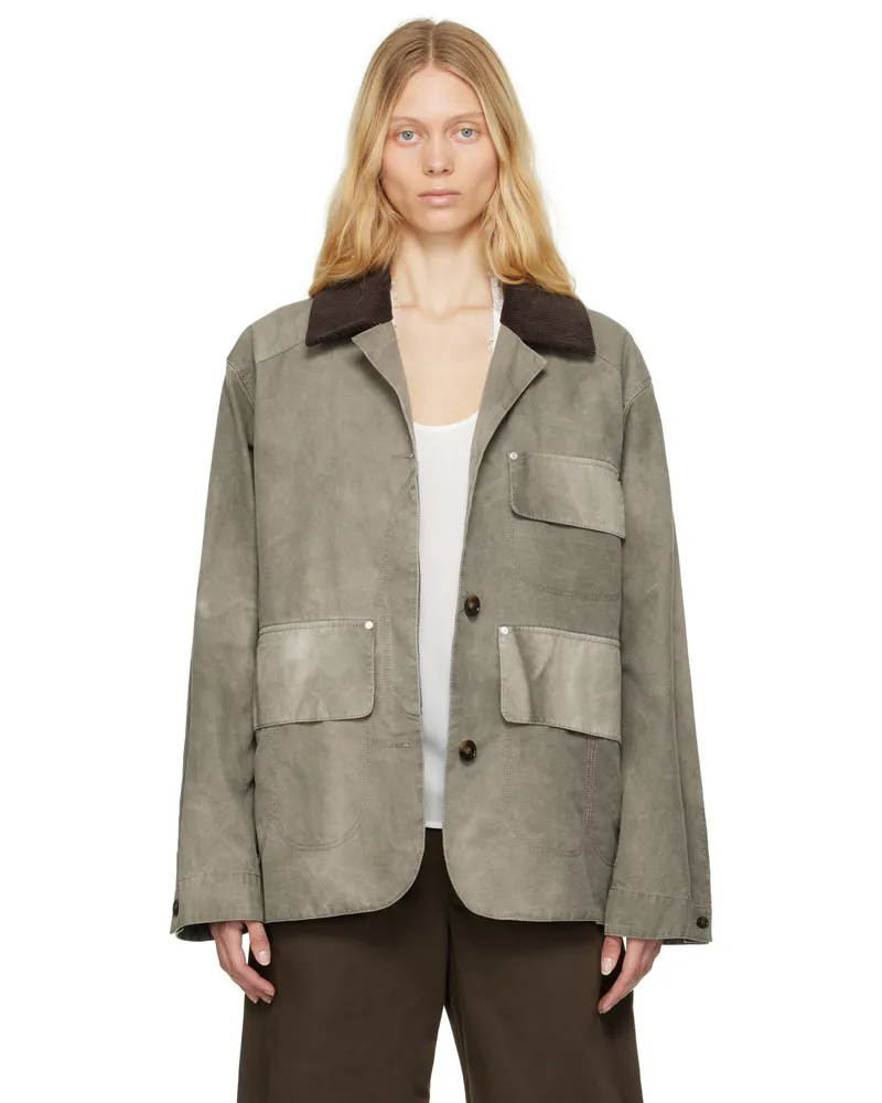 Stella McCartney Gray Corduroy Collar Aged Jacket 1506