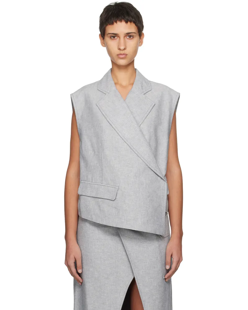 ROTATE Birger Christensen Gray Asymmetric Boxy Vest 18-0201