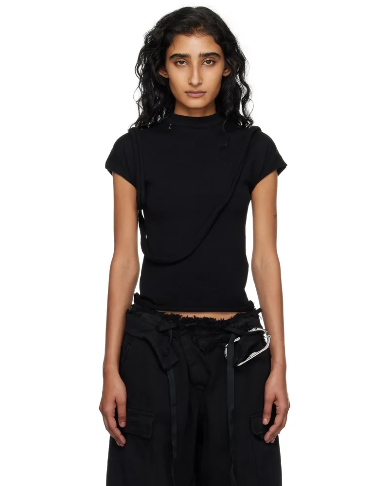 OTTOLINGER Black Deconstructed Knit T-shirt Blk