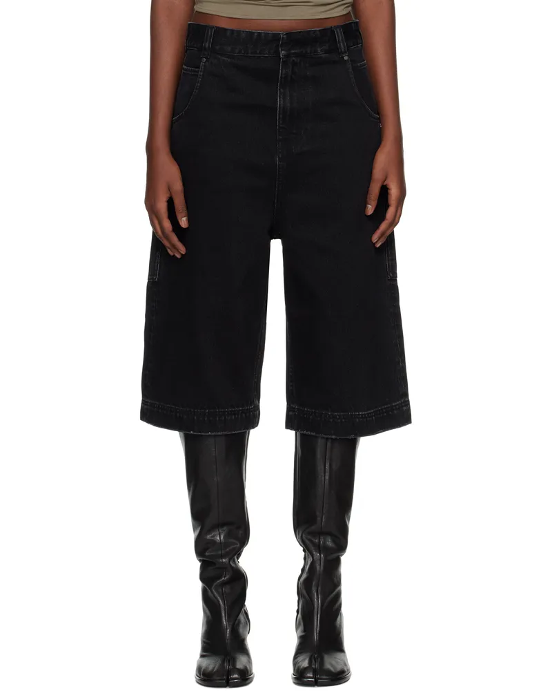 Entire Studios Black D Denim Shorts Magnetite