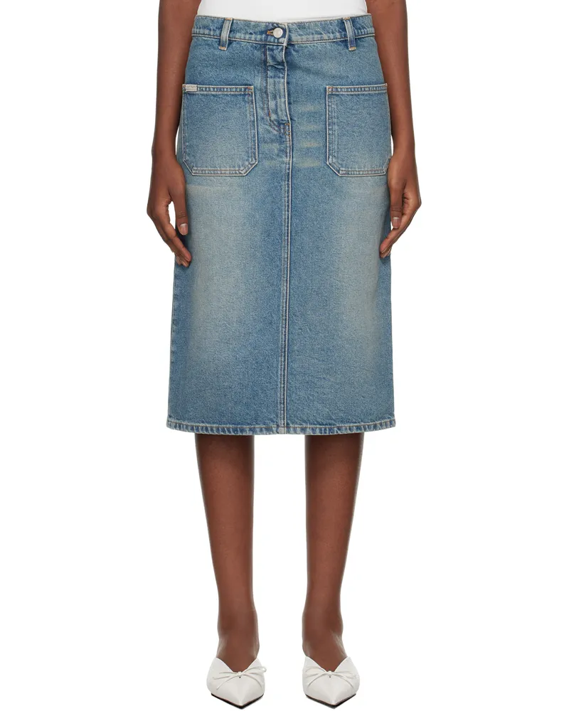 Courrèges Blue Faded Denim Midi Skirt 7052