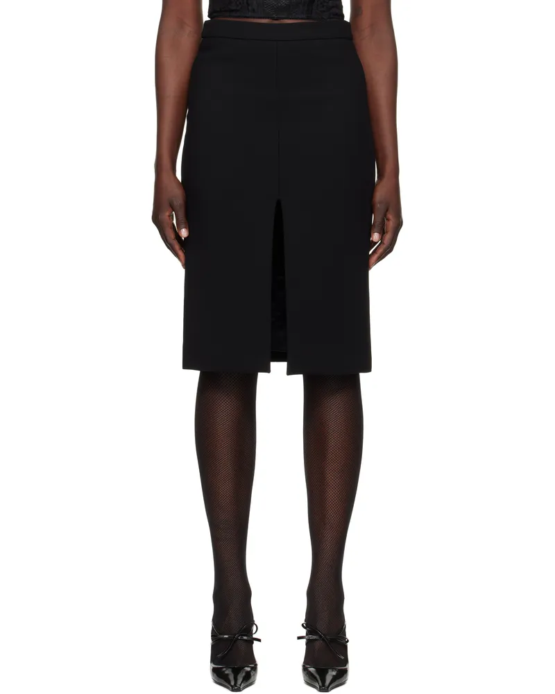 Dolce & Gabbana Black Double Crepe Wool Stretch Tubino Midi Skirt N0000