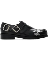 STEFAN COOKE Black & Silver Pegasus Biker Monkstraps Black