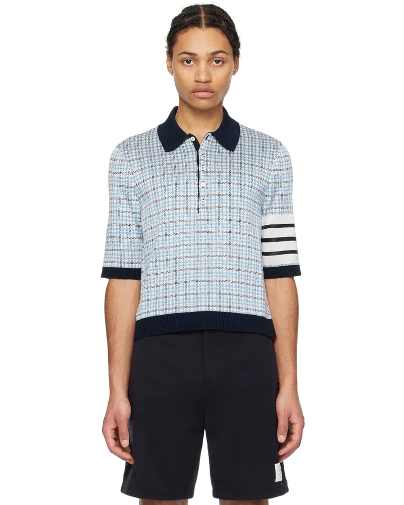 Thom Browne Blue 4-Bar Polo 480