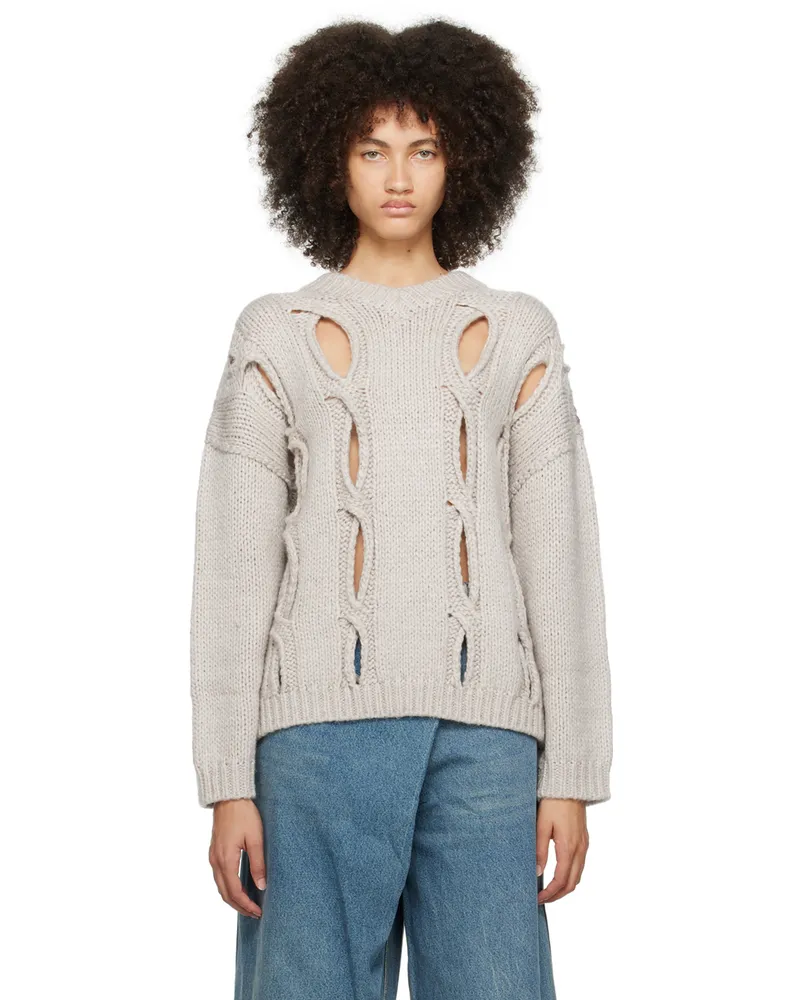 OPEN YY Gray & Purple Cutout Sweater Light