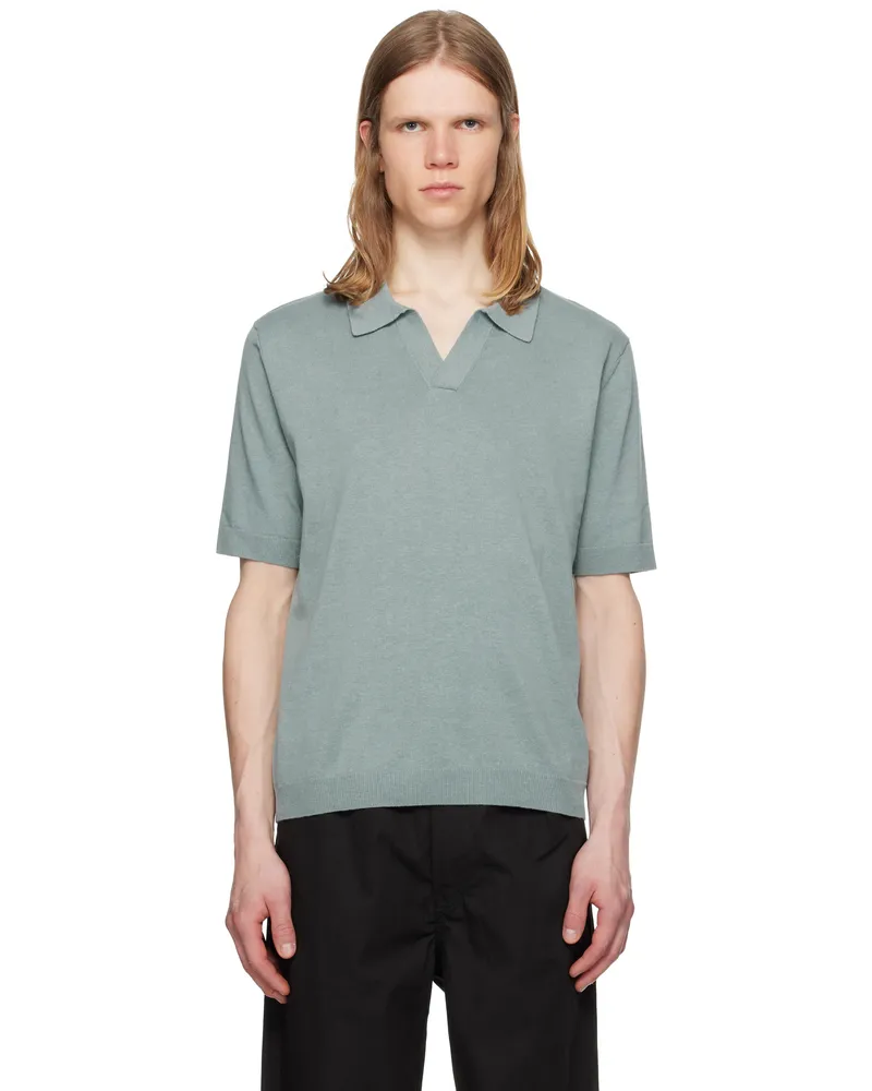 Norse Projects Blue Leif Cotton Linen Polo Greyish