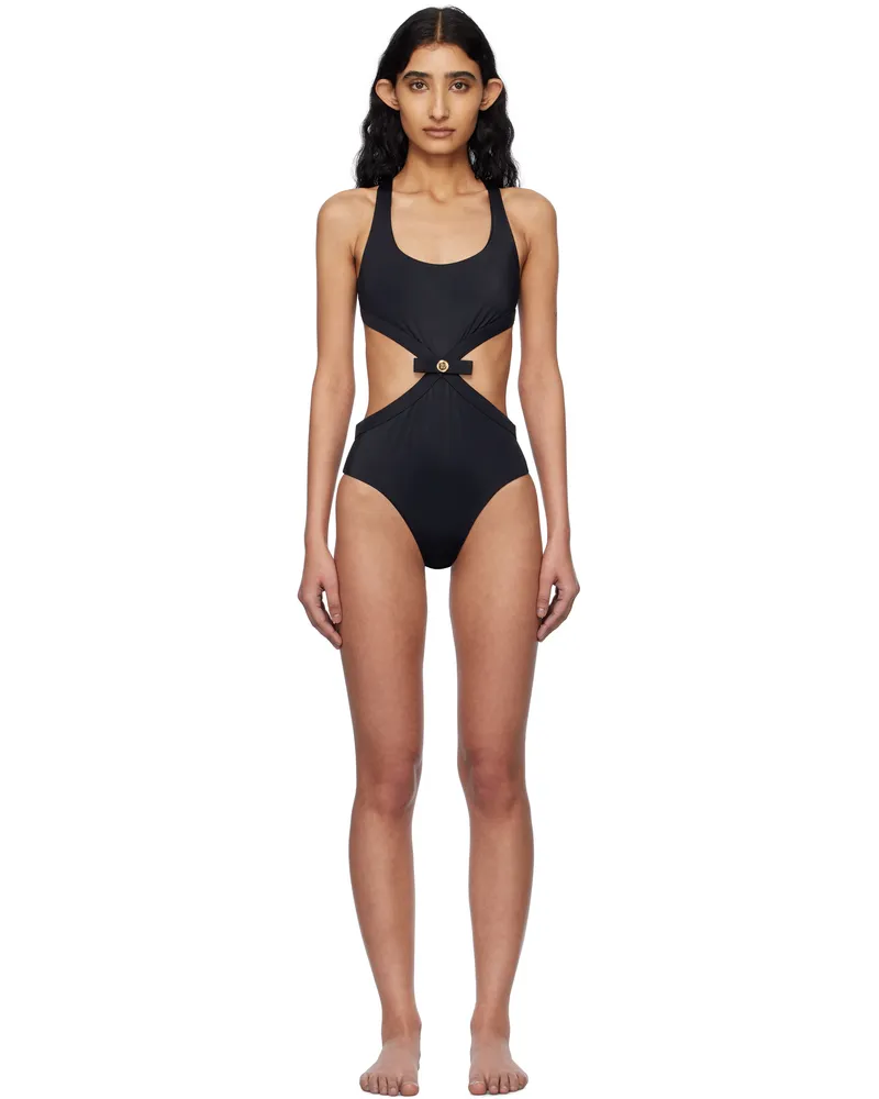 Versace Black Gianni Ribbon Swimsuit 1b000