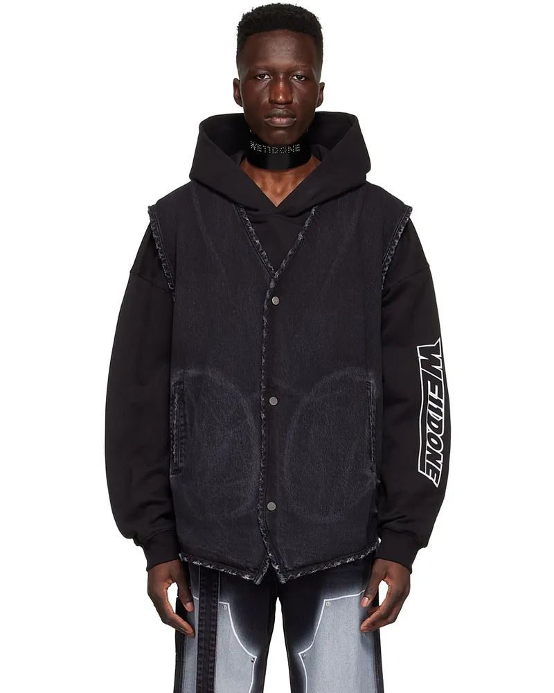 WE 11 DONE Black Denim Vest Wash