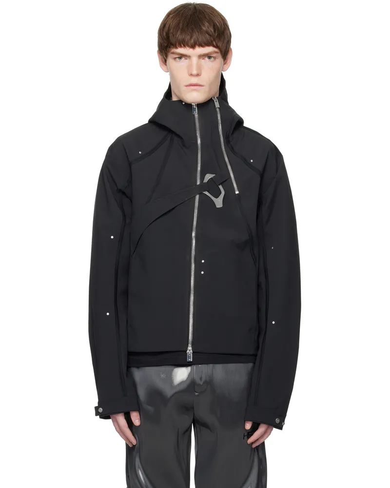 Heliot Emil Black Moire Technical Jacket Polyester