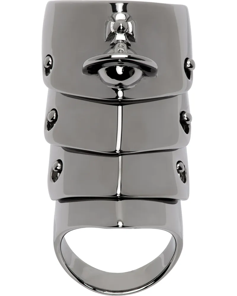 Vivienne Westwood Gunmetal Armour Ring Ruthenium