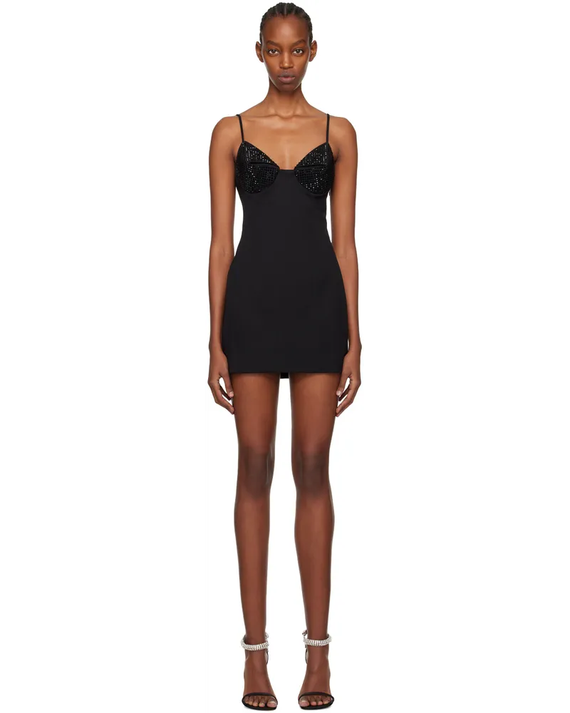 Area Black Crystal-Cut Minidress Black