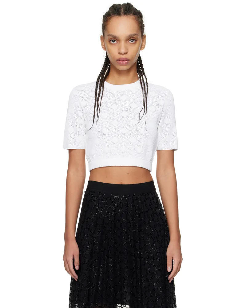 Givenchy White Monogram 72 Jacquard Cropped Sweater 100-white