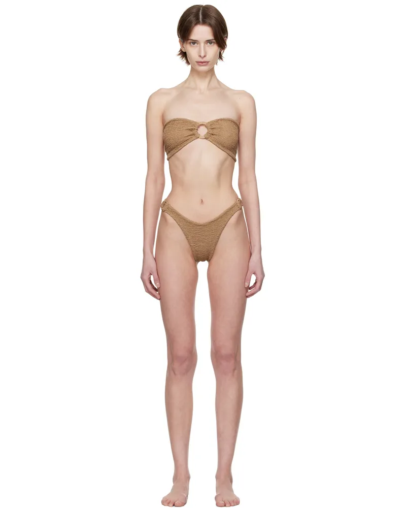Hunza G Tan Gloria Bikini Metallic