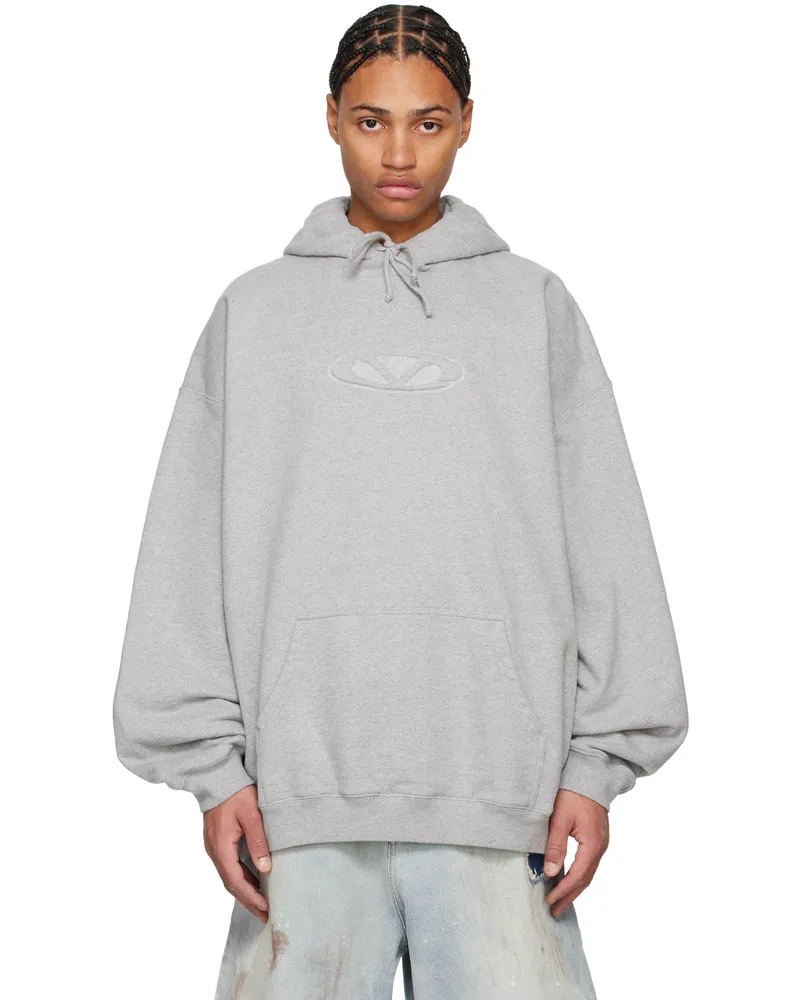 VETEMENTS Gray 3D Oval Logo Oversized Hoodie Grey
