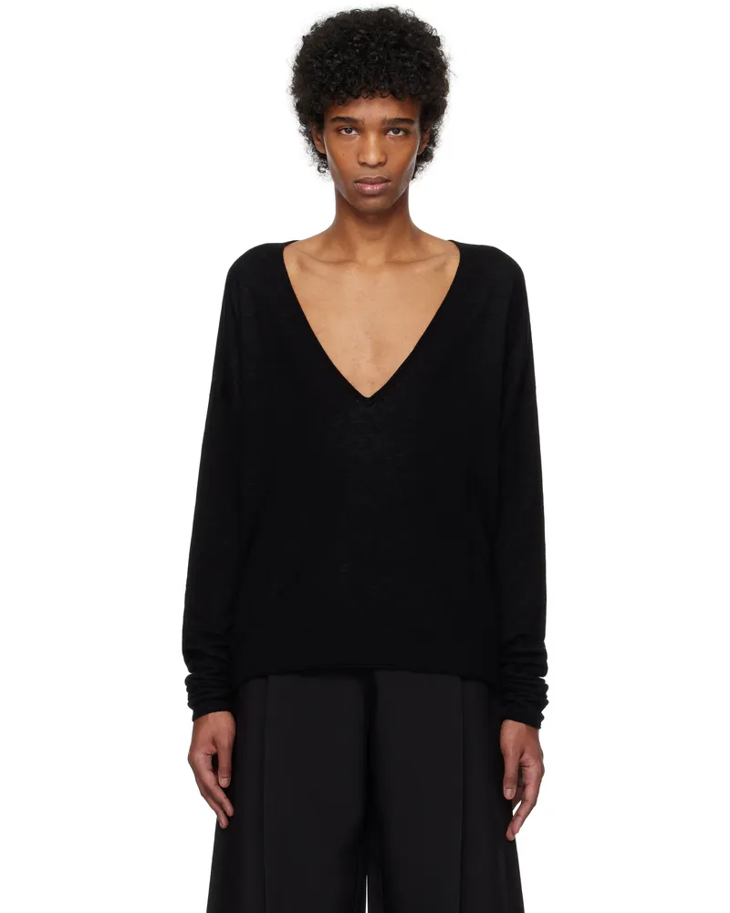 Fax Copy Express Black V-Neck Sweater Black