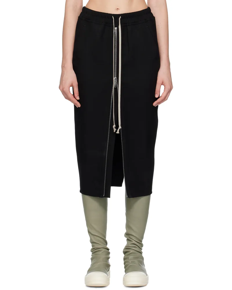 Rick Owens Black Concordians Zipped Short Pillar Midi Skirt 09