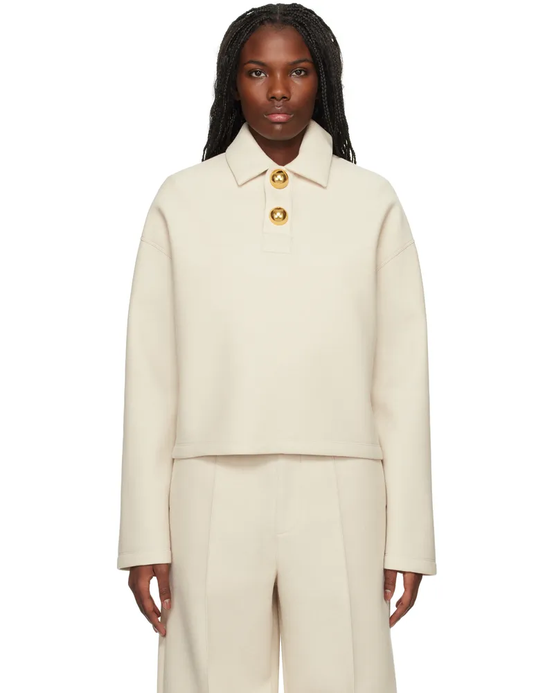 AMI Paris Beige Ami Cropped Polo Sand