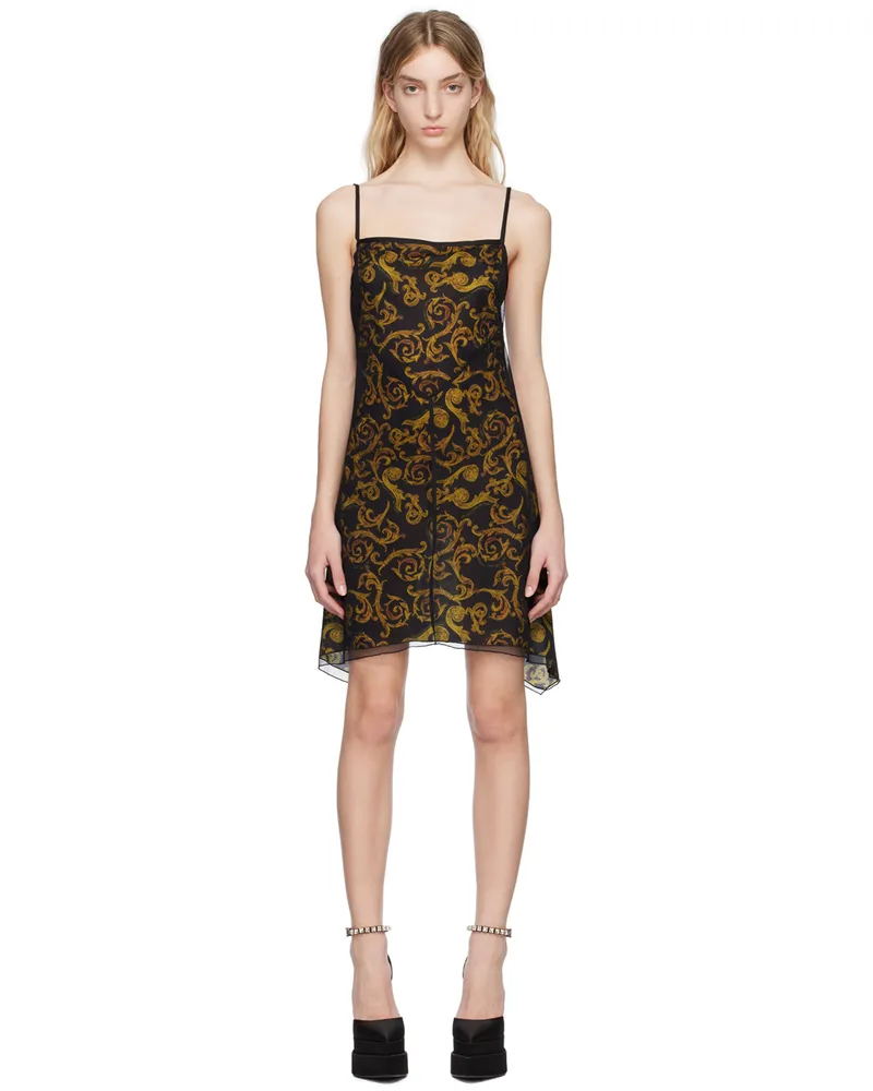 Versace Jeans Black Sketch Couture Mini Dress Eg89