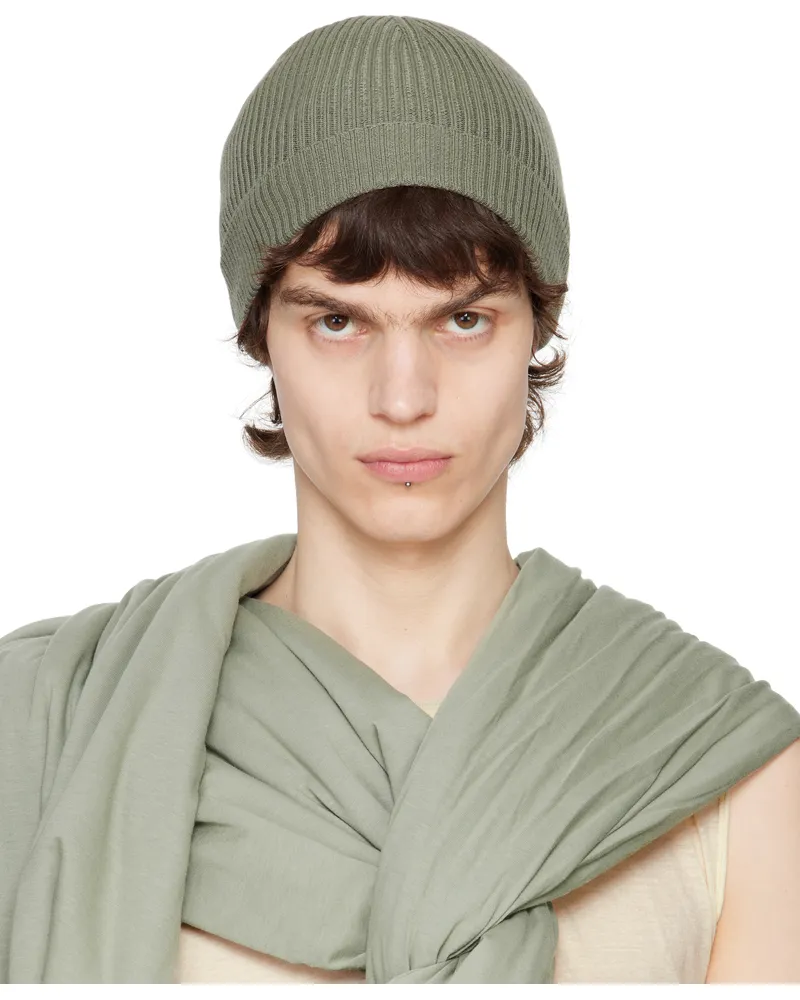 Rick Owens Green Hollywood Ribbed Beanie 15