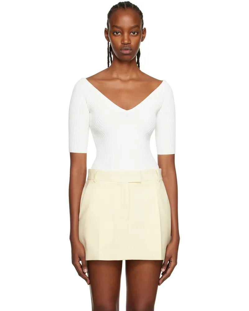 camilla and marc Off-White Delfina Cold Shoulder Bodysuit Ivory