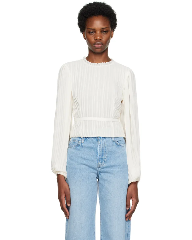 Frame Denim Off-White Cutout Blouse Off