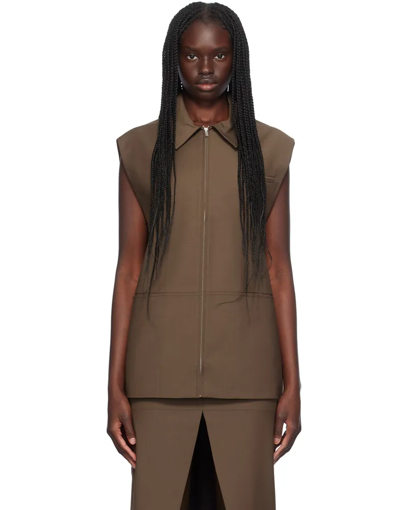 Aya Muse Brown Castor Vest Espresso