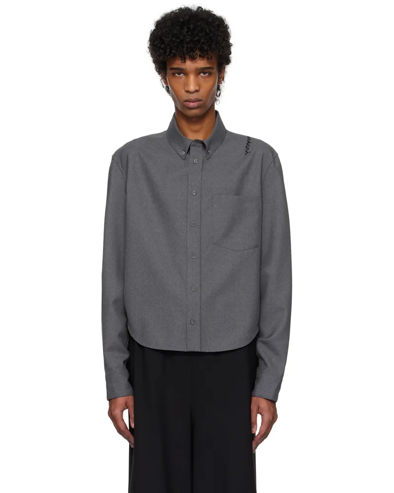 Marni Gray Wool Long Sleeve Shirt 00n60