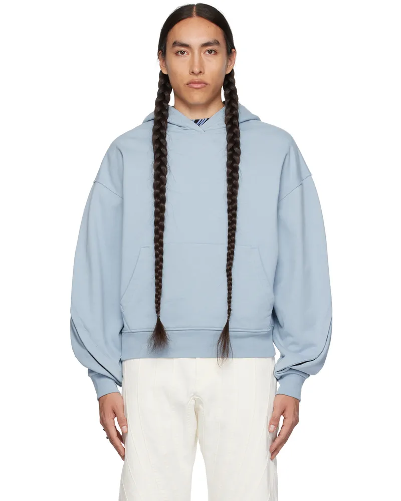 Thierry Mugler Blue Cropped Hoodie Light