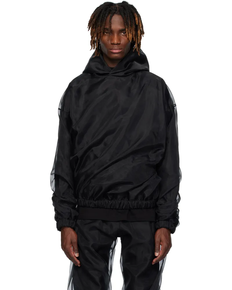 WE 11 DONE Black Layered Hoodie Black