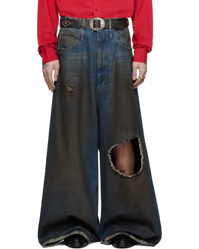 LU'U DAN Blue Dumpster Denim Jeans Dirty