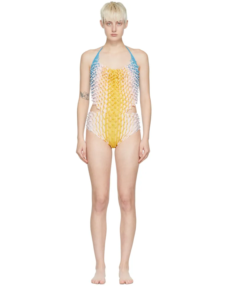 Chet Lo Multicolor Sunrise One-Piece Swimsuit Blue