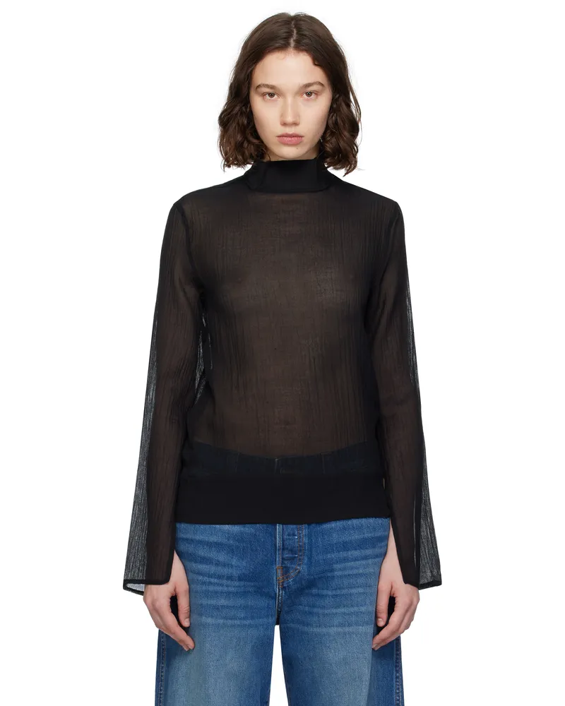 Totême Black Slit Sleeve Blouse Black
