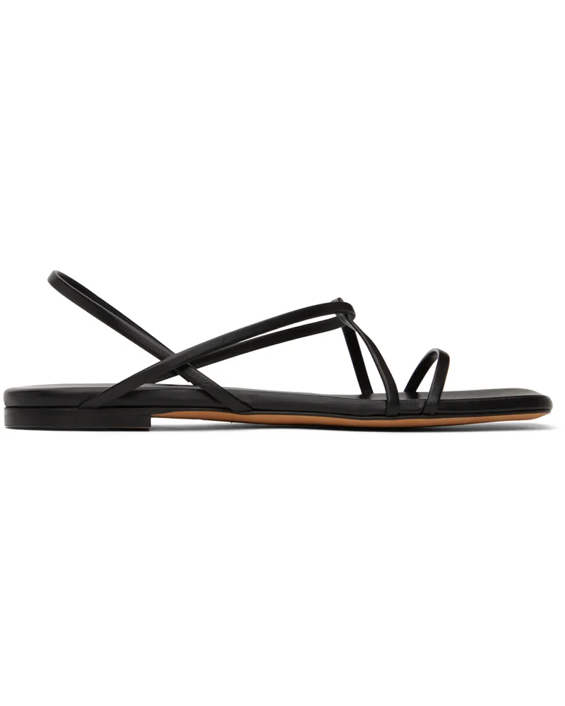 Proenza Schouler Black Square Strappy Flat Sandals Black