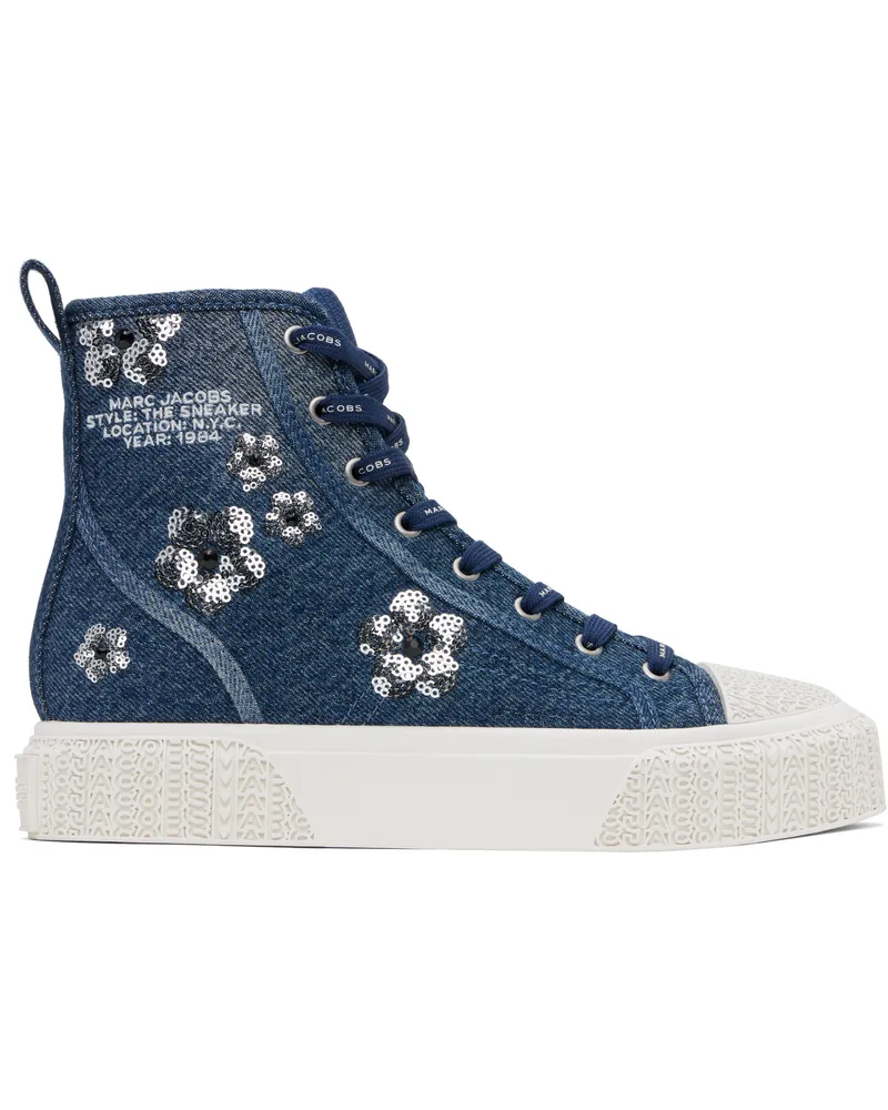 Marc Jacobs Navy 'The Sequin Daisy Denim High Top' Sneakers 488