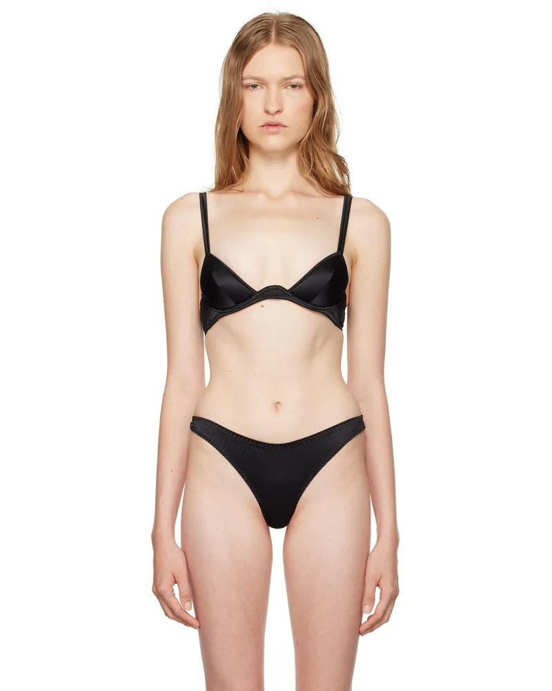 Fleur Du Mal Black Luxe Plunge Bra 0100