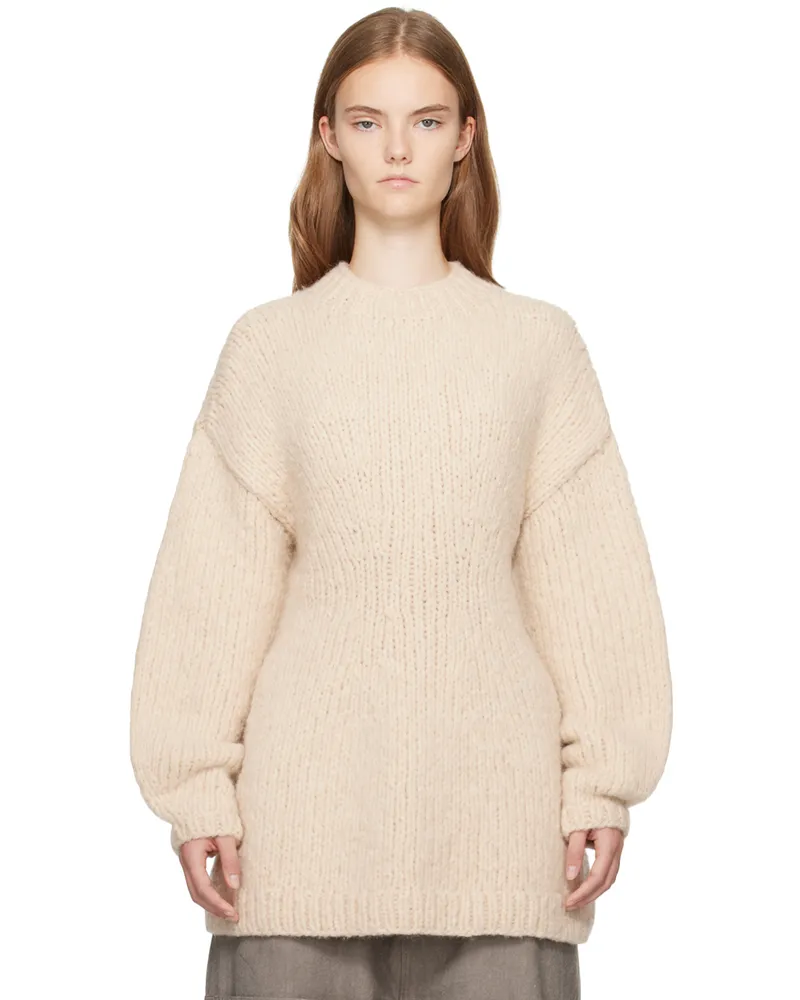 Lauren Manoogian Off-White Handknit Peplum Pullover Sweater A07