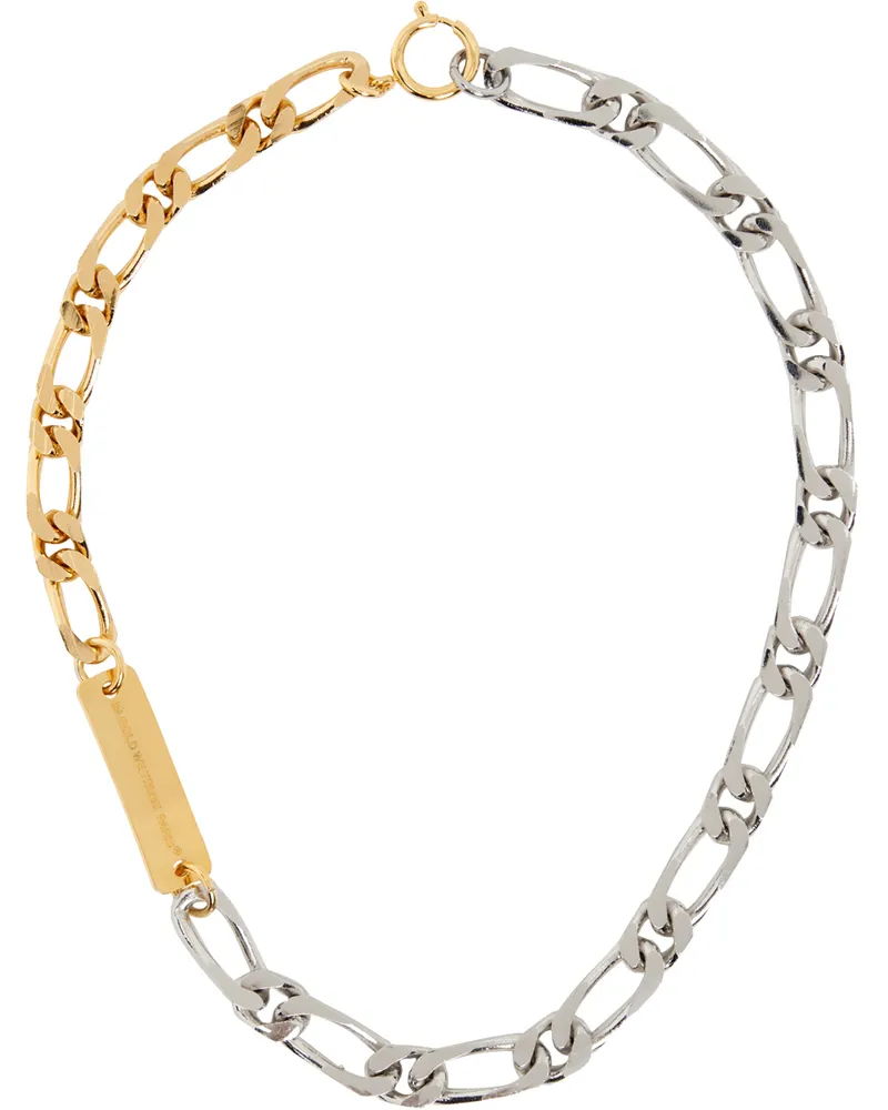 In Gold We Trust Paris Silver & Gold Figaro Mix Necklace Gold