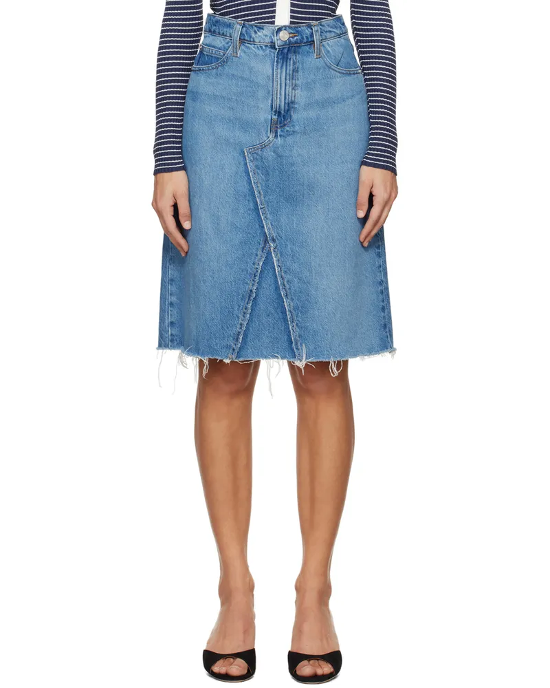 Frame Denim Blue Deconstructed Denim Midi Skirt Mabel