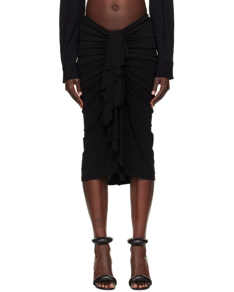Christopher Esber Black Vivenda Drape Midi Skirt Black