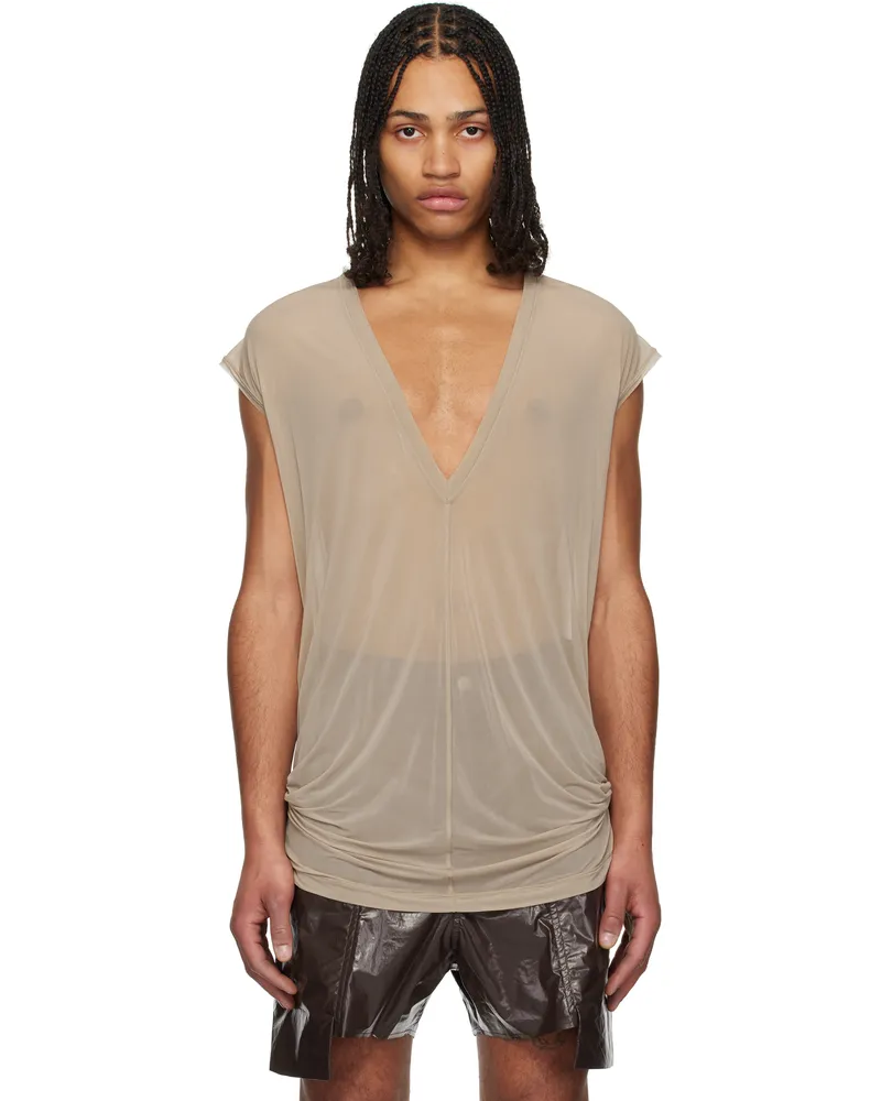 Rick Owens Taupe Hollywood Deep V SL T-shirt 64