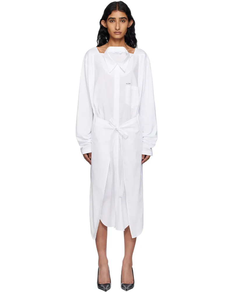 pushBUTTON White Movable Collar Wrap Midi Dress Wh