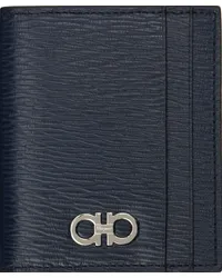 Ferragamo Navy Gancini Credit Card Holder Deep