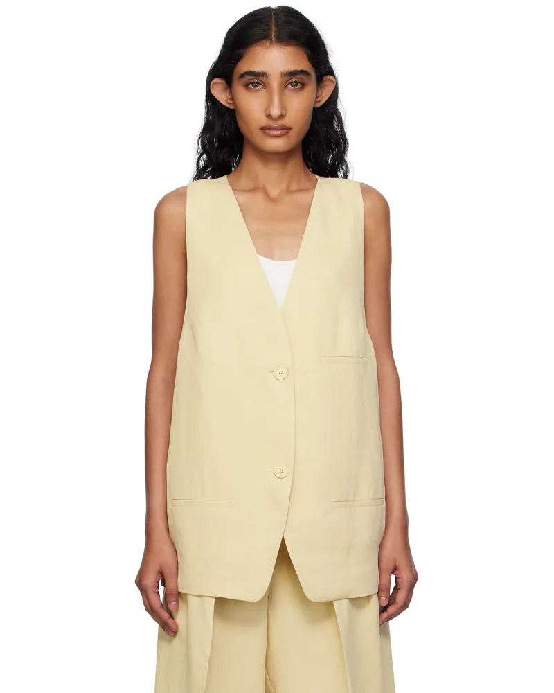 FRANKIE Shop Beige Melrose Linen Vest 109