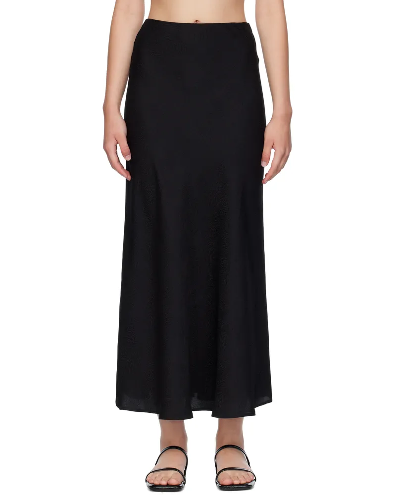 Silk Laundry Black Bias Cut Maxi Skirt Coral