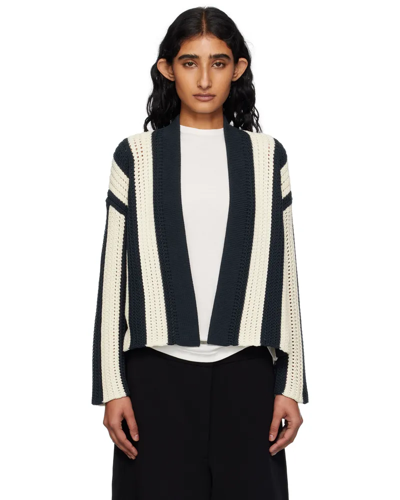 Max Mara Navy & White Gabon Cardigan 003