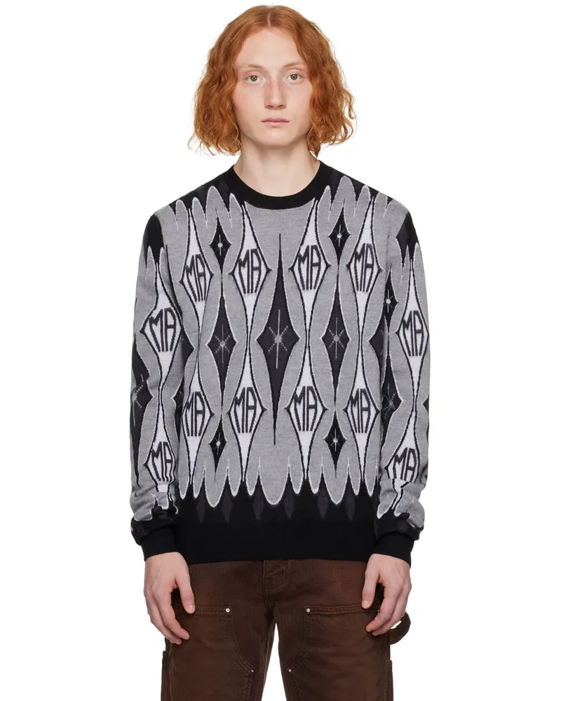Amiri Black & Gray Jacquard Sweater Black